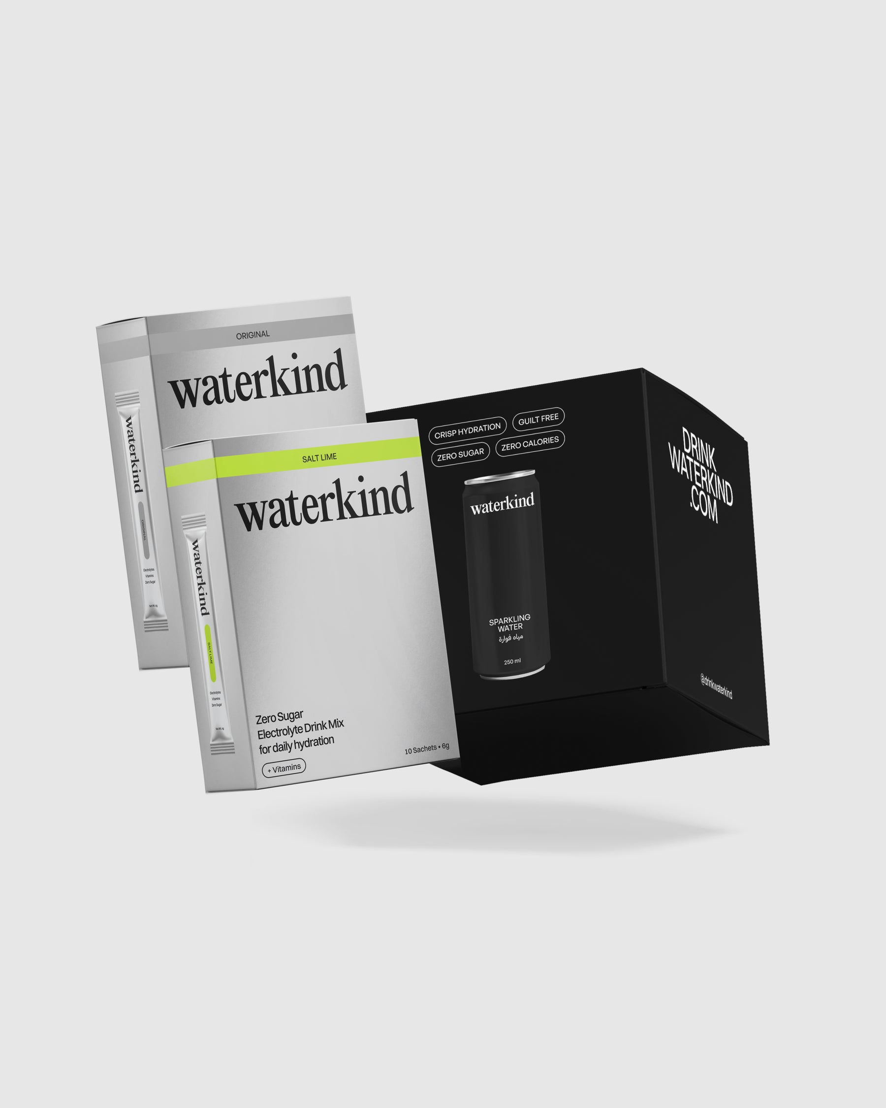 Sparkling Water 4-Pack + 10 Salt Lime Sachets + 10 Original Sachets